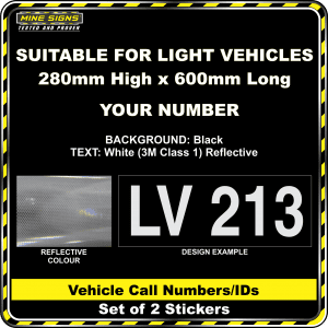 Hi Vis Light Vehicle Call Number/ID Class 1 (Set of 2 Stickers) white