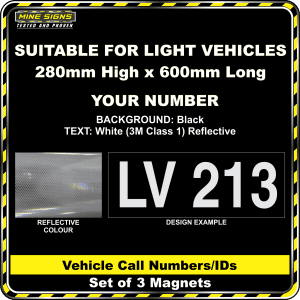 Hi Vis Light Vehicle Call Number/ID Class 1 (Set of 3 Magnets) white