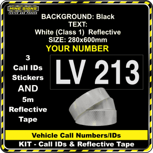 Hi Vis Light Vehicle Call Number/ID Class 1 (Set of Magnetic IDs & Reflective Stripes) white
