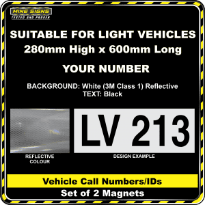 Hi Vis Light Vehicle Call Number/ID Class 1 (Set of 2 Magnets) white
