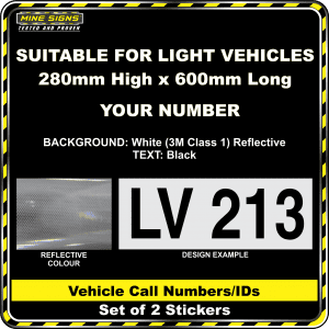 Hi Vis Light Vehicle Call Number/ID Class 1 (Set of 2 Stickers)