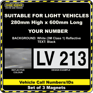 Hi Vis Light Vehicle Call Number/ID Class 1 (Set of 3 Magnets) white
