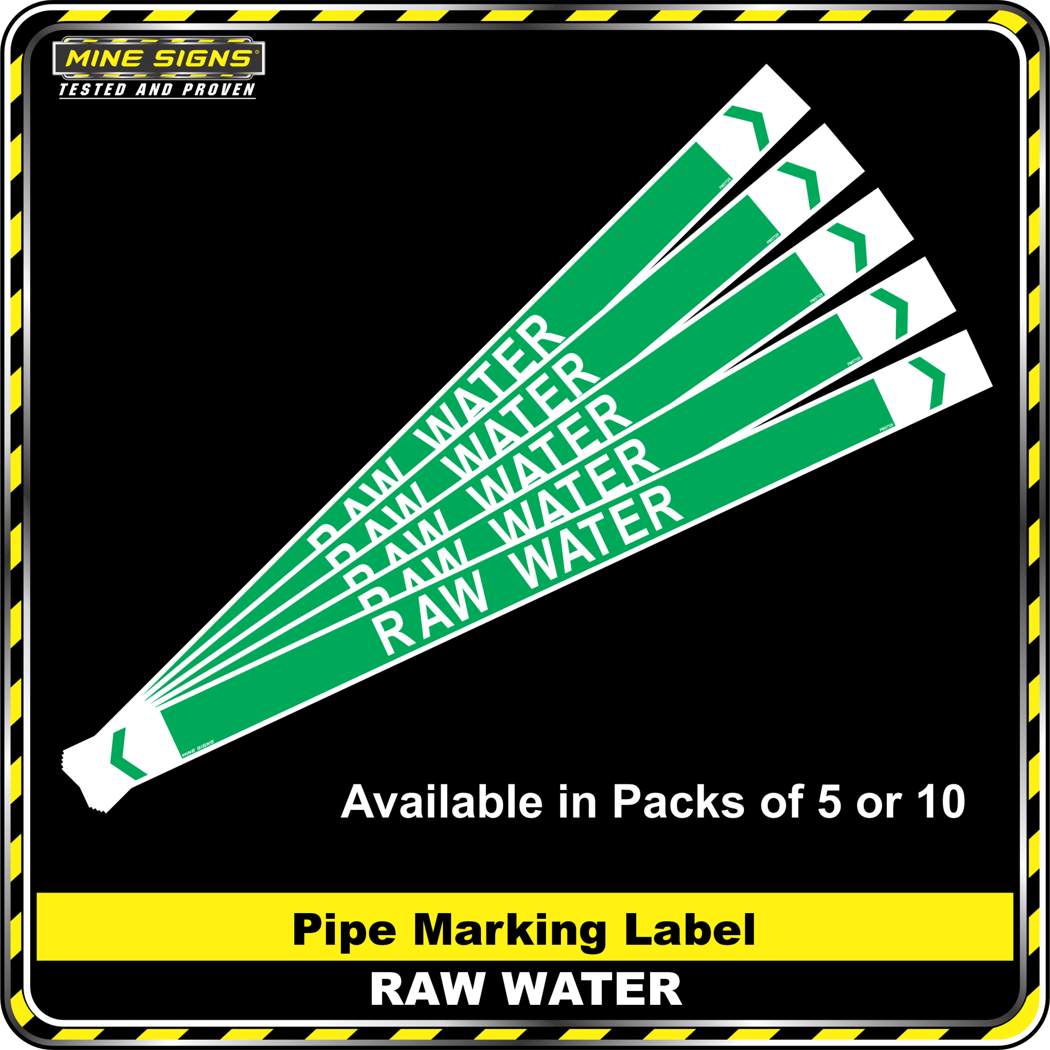 Pipe Marking Label Raw Water Mine Signs