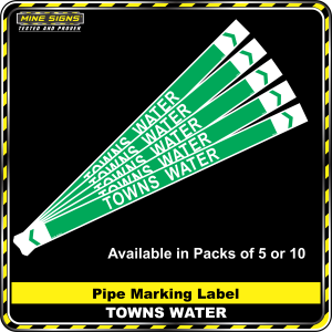 Pipe Marking Label - Towns Main Water MS - Pipe Markers - Towns Water