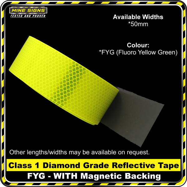 3M Diamond Grade Class 1 Reflective with Magnetic Backing (FYG Roll) - Magnetic Roll FYG Rolls_MS